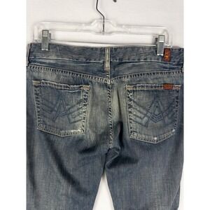 VTG 7 For All Man Kind Bombay Jeans Womens Mid Wash 30 Flare Embroidered